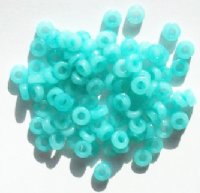 100 3x7mm Rough Cut Milky Turquoise Glass Spacer Beads